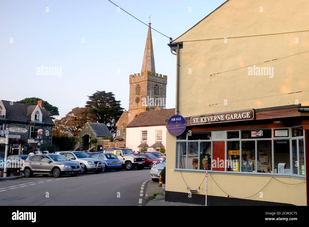 St Keverne, a small town on the east of the Lizard Peninsula, cornwall, UK. the church of St Akeveranus Stock Photo