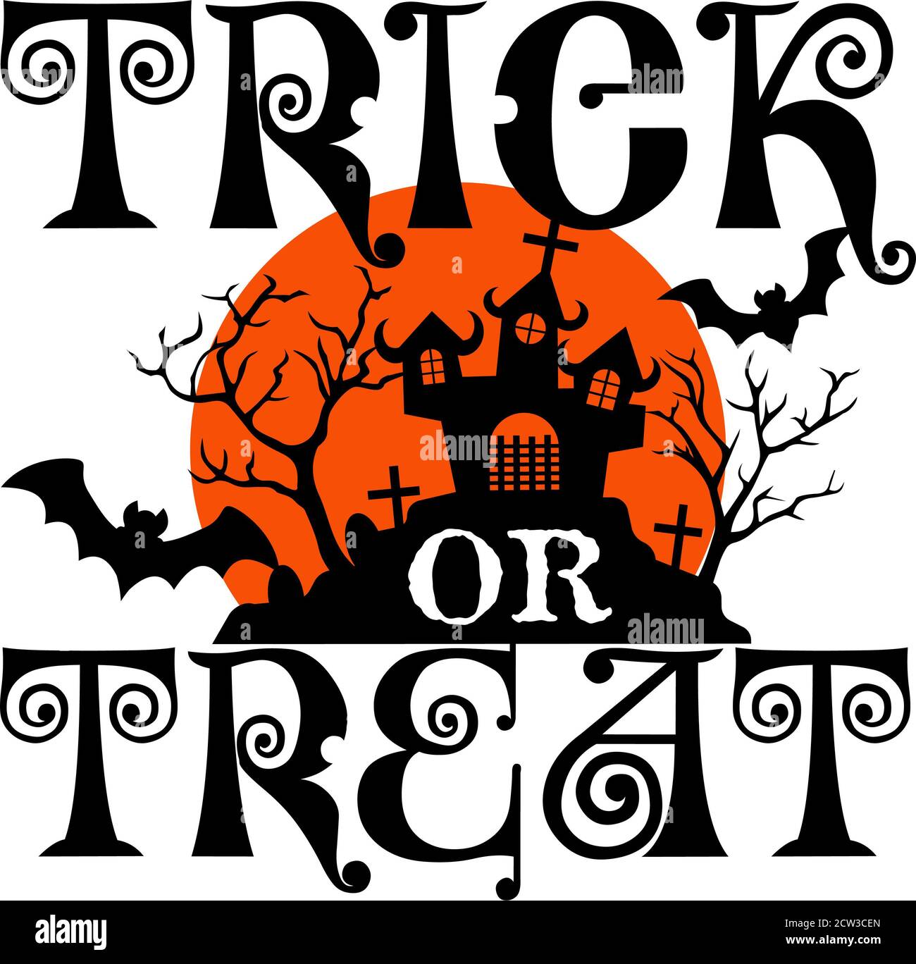 Halloween Wall Art Trick or Treat Sign Stock Photo - Alamy