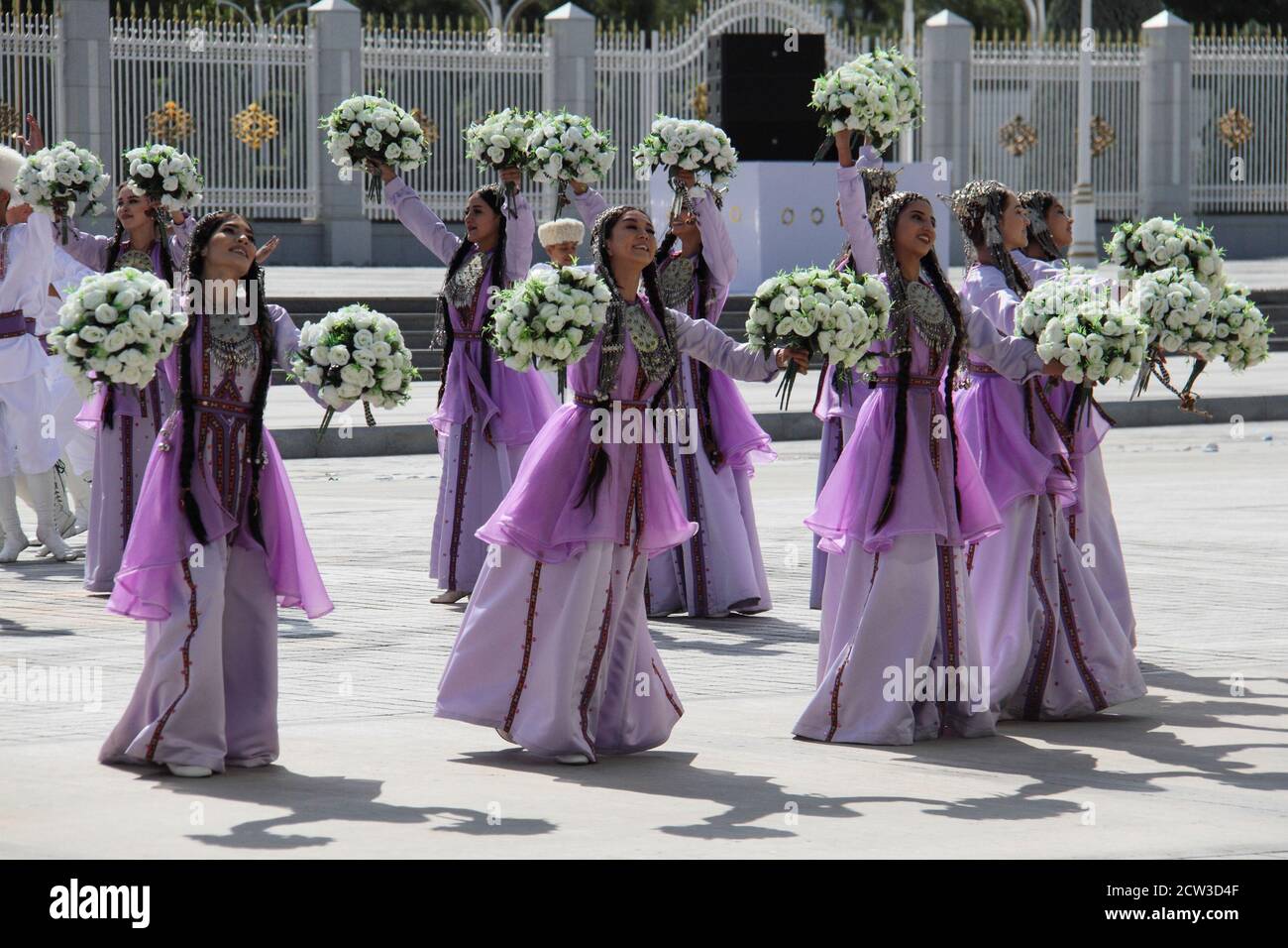 Participants perform during a parade marking Independence Day in Ashgabat, Turkmenistan September 27, 2020. REUTERS/Vyacheslav Sarkisyan Stock Photo