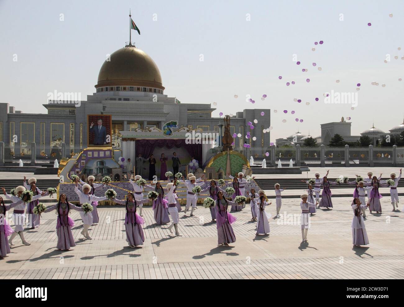 Participants perform during a parade marking Independence Day in Ashgabat, Turkmenistan September 27, 2020. REUTERS/Vyacheslav Sarkisyan Stock Photo
