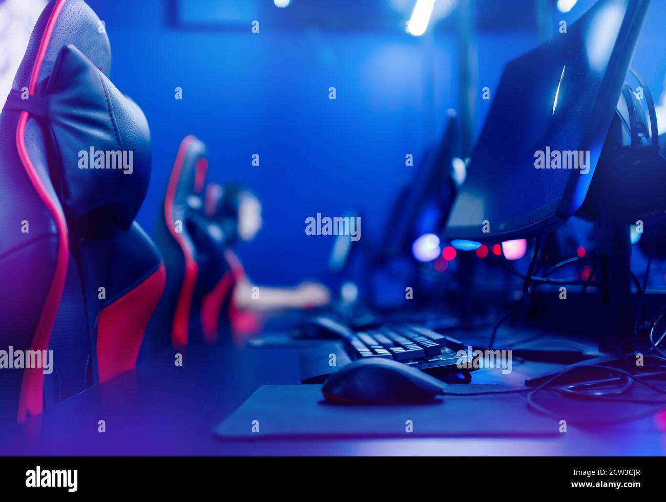 Professional gamers cafe room with powerful personal computer game ...