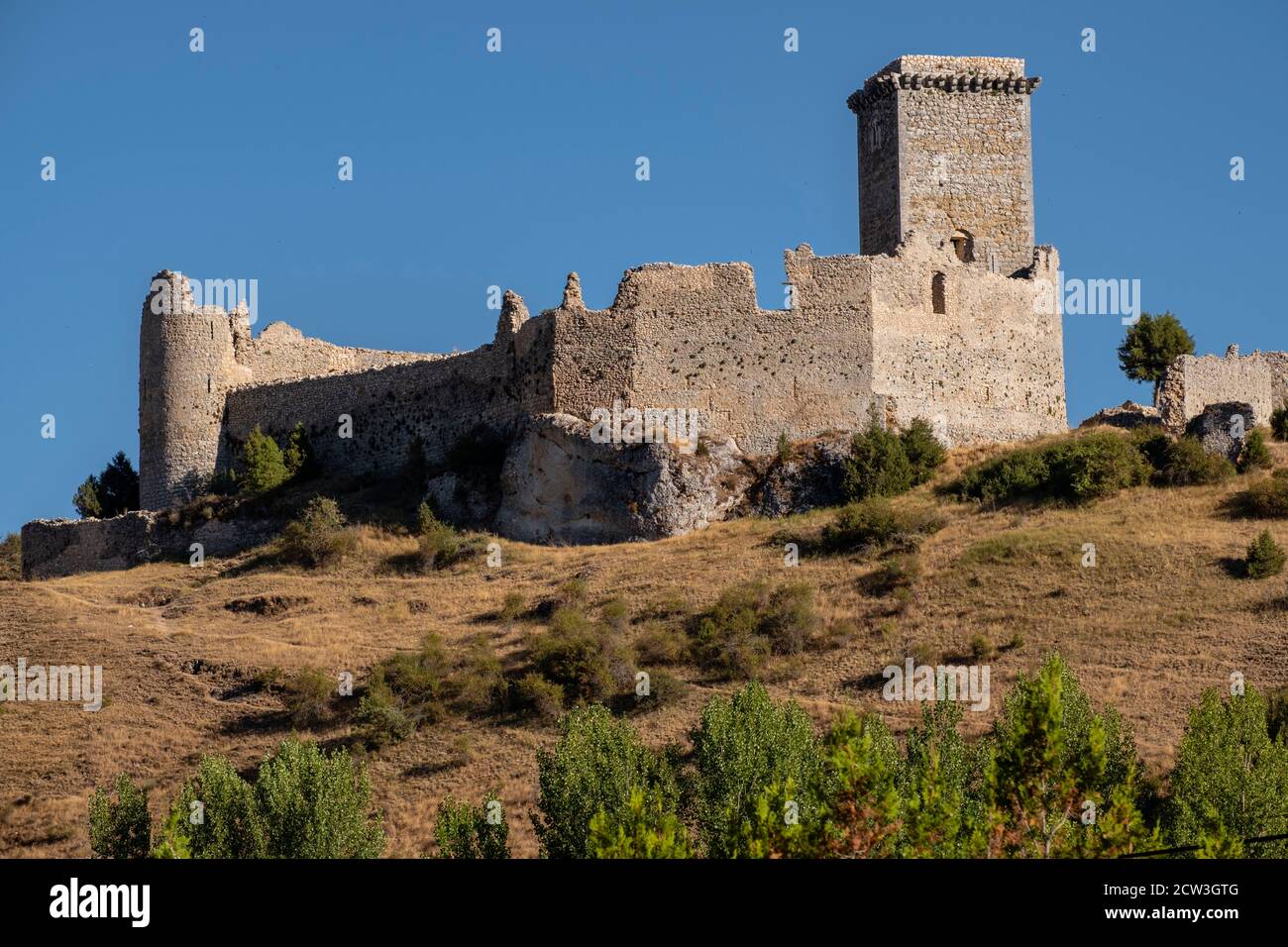 Castillo de Ucero, perteneció a la orden del Temple, Siglos XIII y XIV, Soria, Comunidad Autónoma de Castilla, Spain, Europe Stock Photo