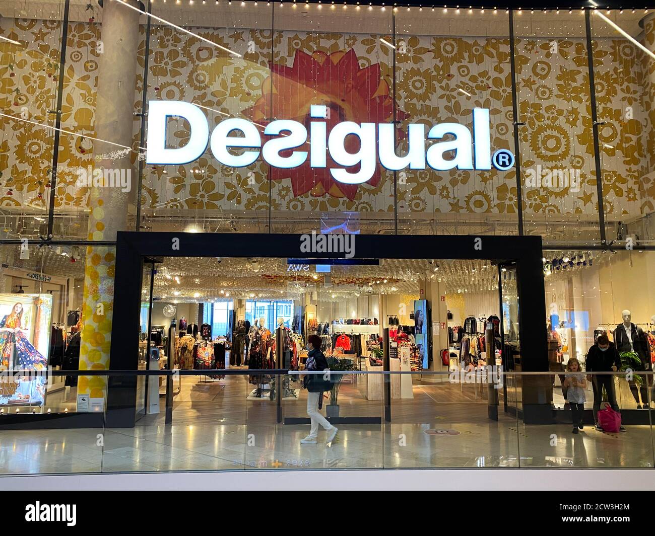 Monchengladbach, Germany - September 9. 2020: View on Desigual fashion  label company store front inside Minto shopping mall (focus on lettering  Stock Photo - Alamy
