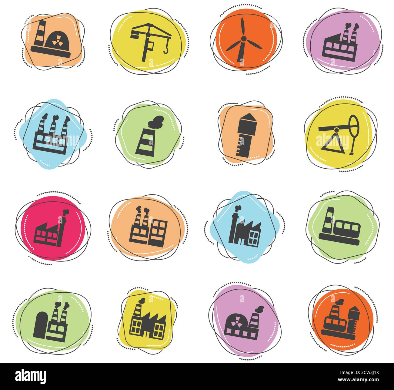 industrial building icon set Stock Vector