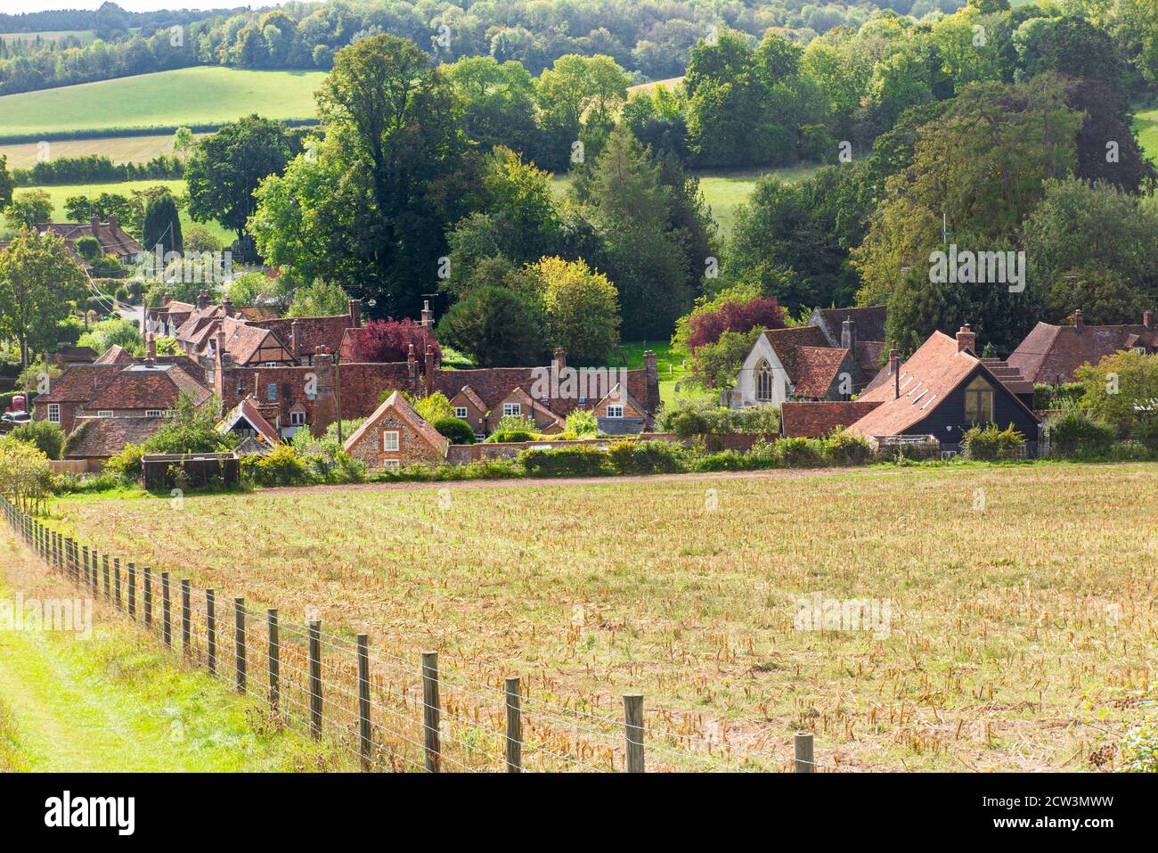 The village of Turville in Buckinghamshire - a quintessential English village, location of many films and television programmes Stock Photo