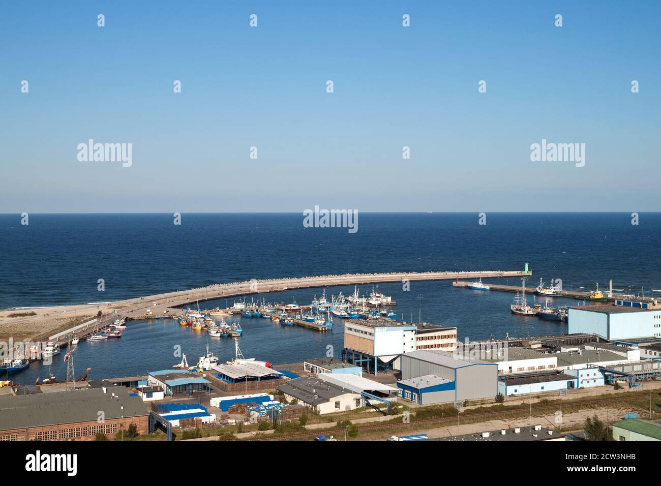 The fishermens port of Wladyslawowo aerial view, Poland Stock Photo