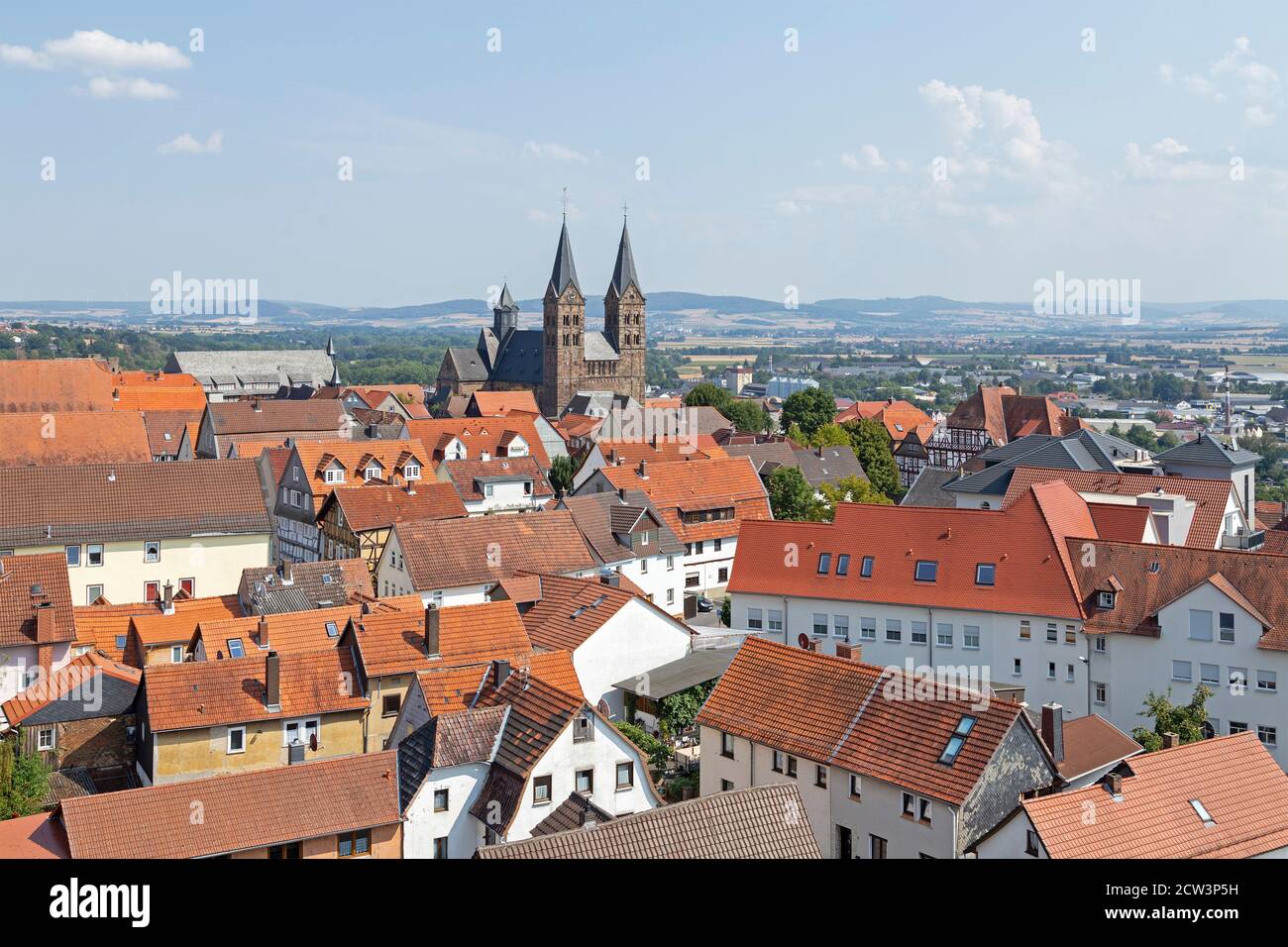 St Peter Cathedral, Fritzlar, view from the Grey Tower, Hesse, Germany Stock Photo