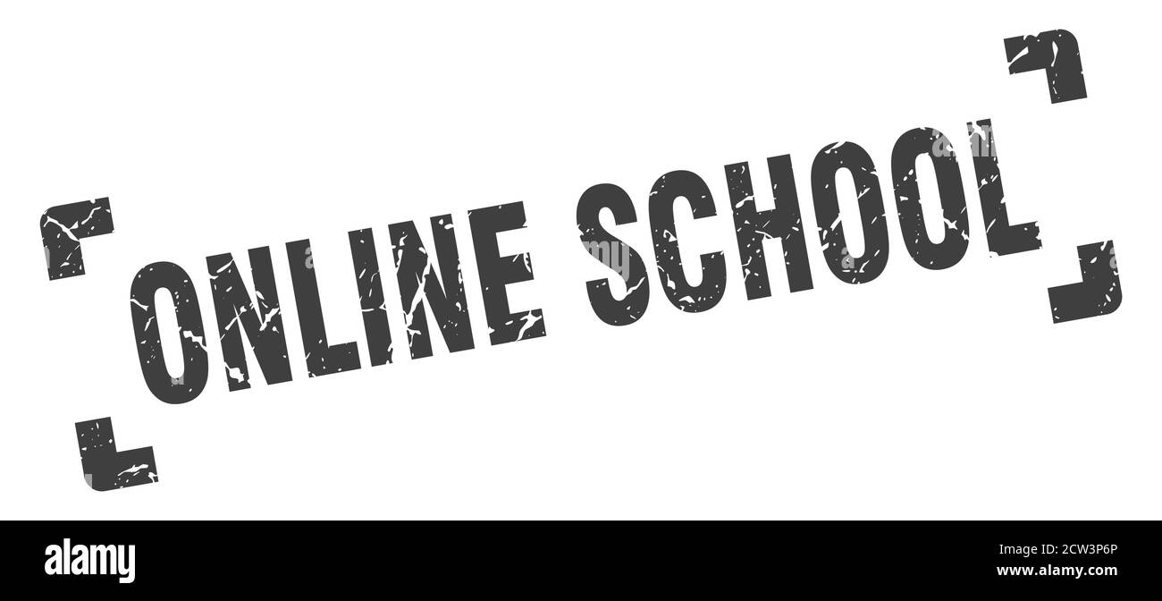 online school stamp. square grunge sign on white background Stock ...
