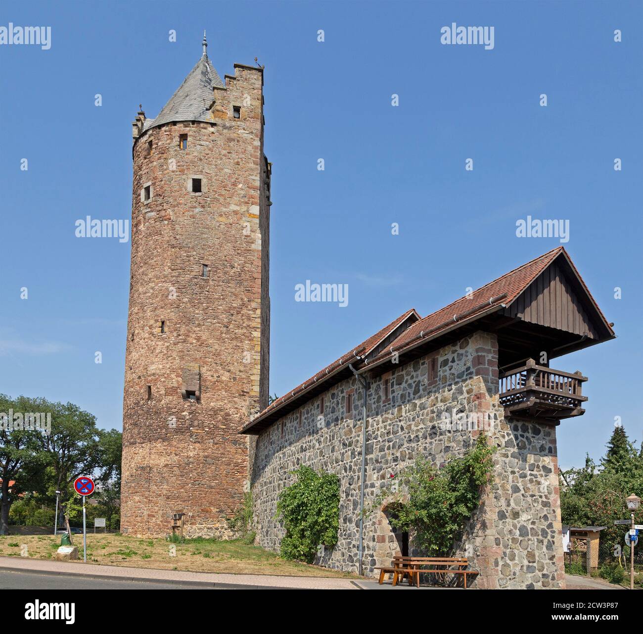 Grey Tower, Fritzlar, Hesse, Germany Stock Photo