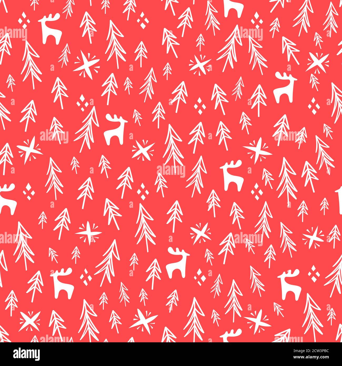 Hand-drawn forest silhouettes seamless pattern Stock Vector Image & Art ...