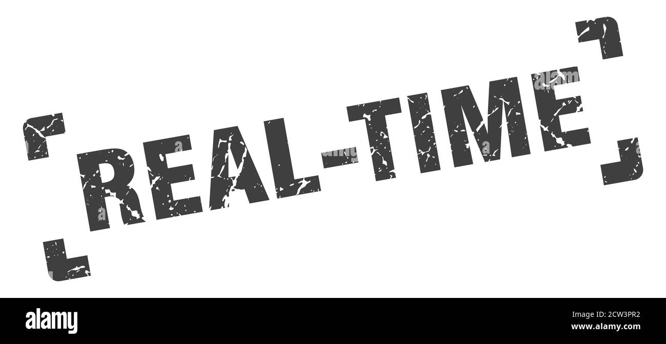 real-time stamp. square grunge sign on white background Stock Vector ...