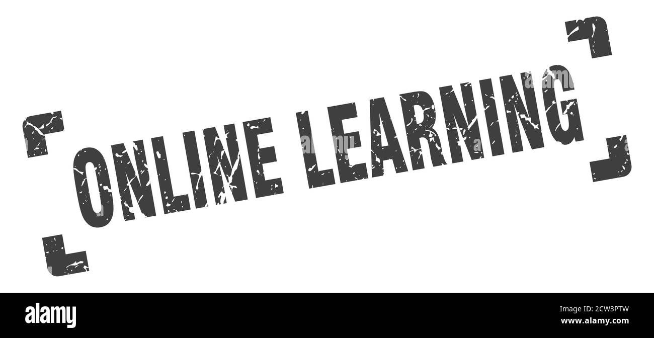 online learning stamp. square grunge sign on white background Stock ...