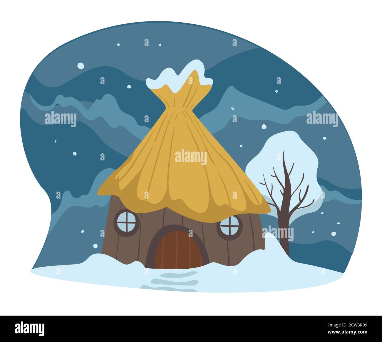 Countryside winter landscape, house covered with snow vector Stock ...