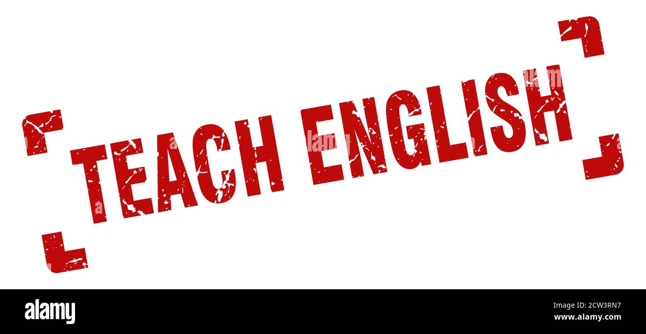 teach english stamp. square grunge sign on white background Stock ...