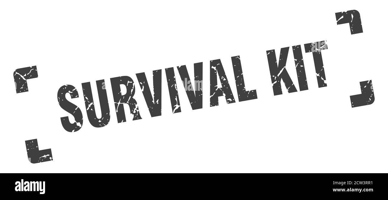 survival kit stamp. square grunge sign on white background Stock Vector