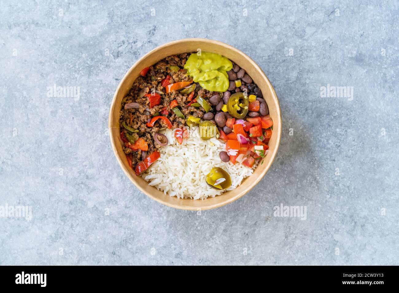 Take Away Traditional Mexican TexMex Food with Minced Meat, Basmati