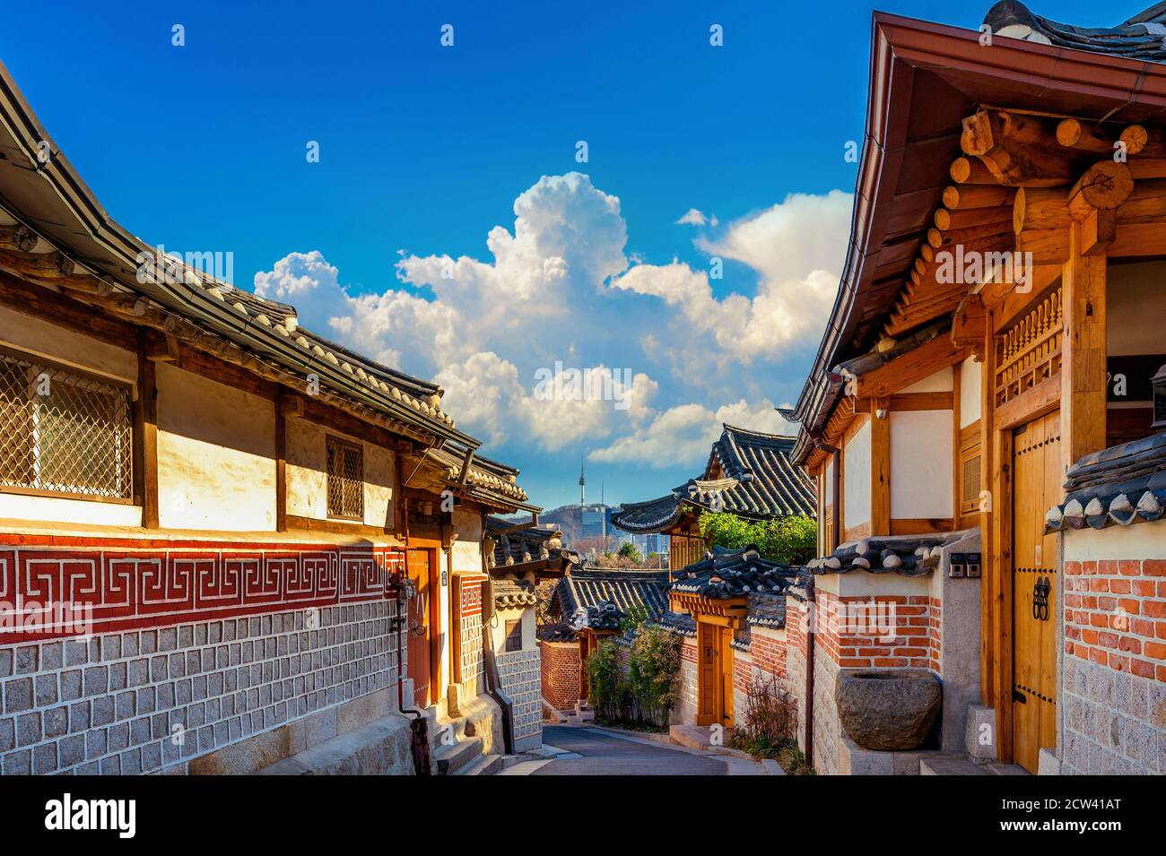 Bukchon Hanok Village. Traditional Korean style architecture in Seoul ...
