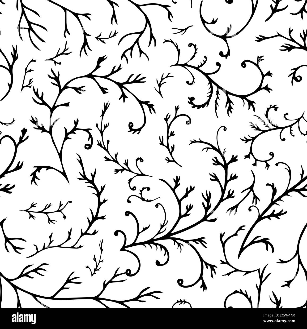 Plant with branches and foliage seamless pattern vector Stock Vector ...