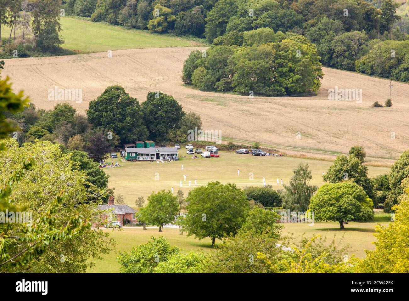 Rural village cricket match in the English countryside at Stonor cricket club Oxfordshire England UK Stock Photo