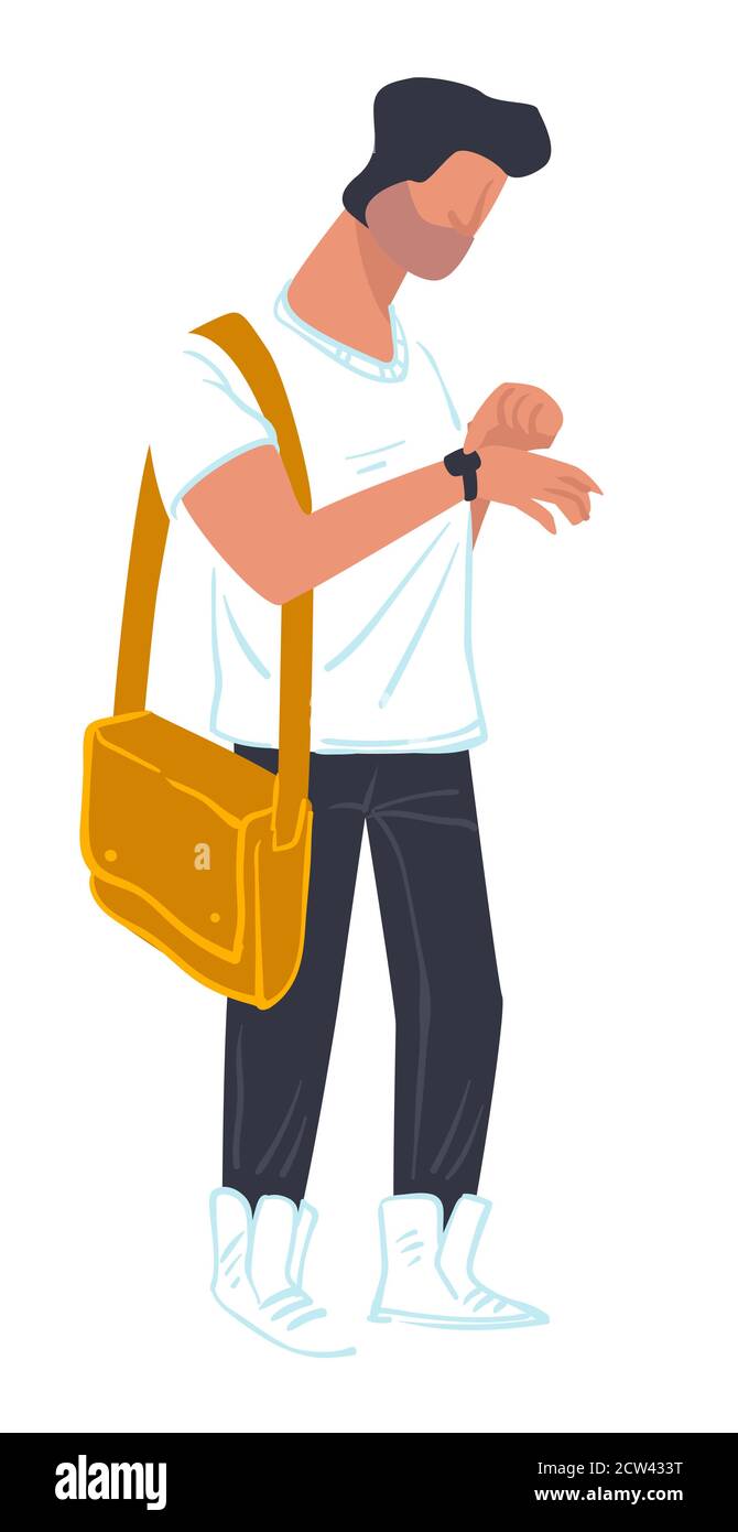 Student male character hurrying for lesson in university Stock Vector ...