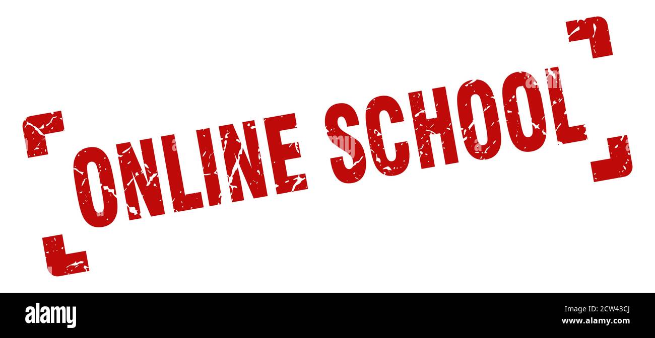 online school stamp. square grunge sign on white background Stock ...