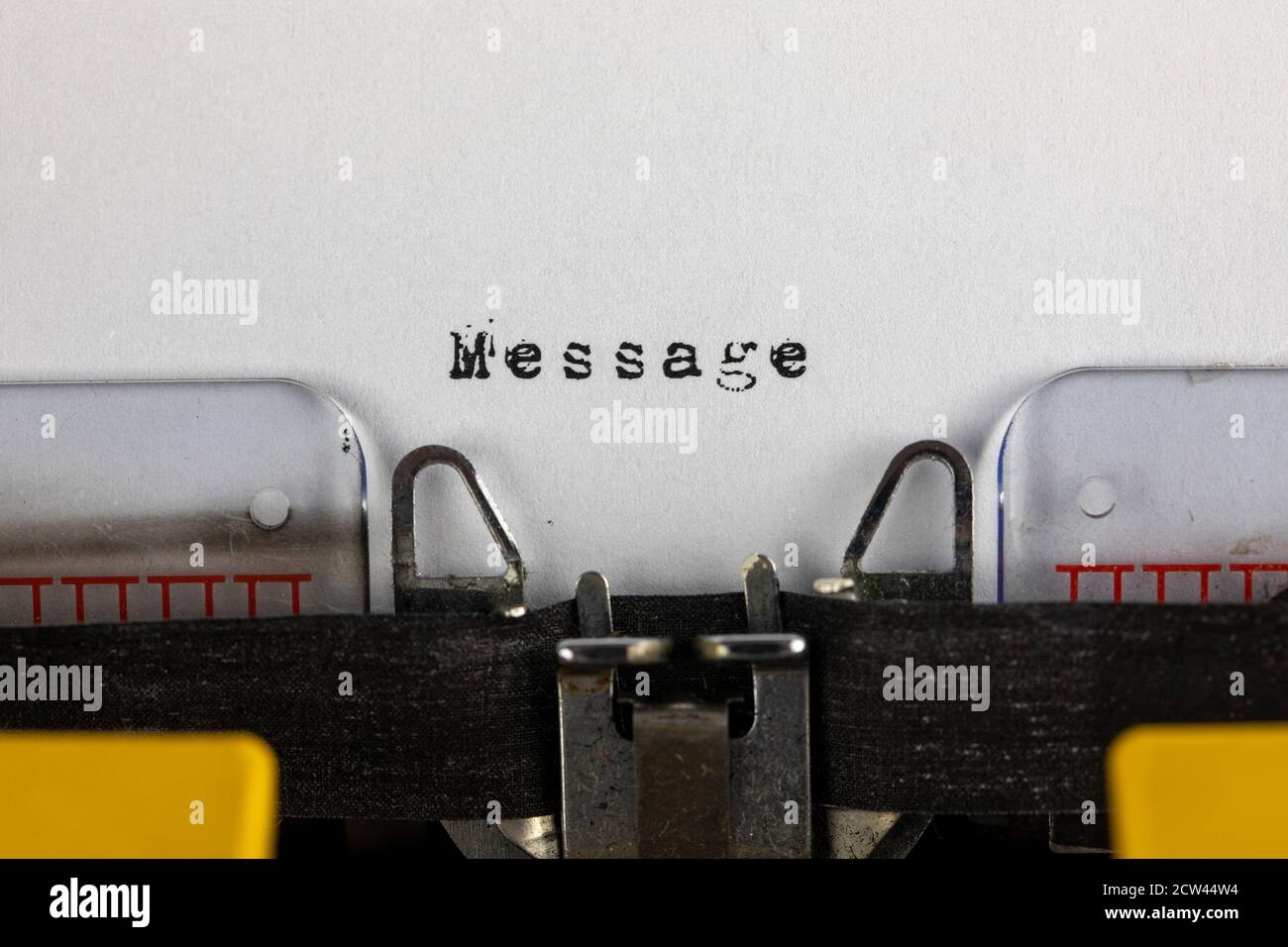 written on old typewriter with text Message Stock Photo - Alamy