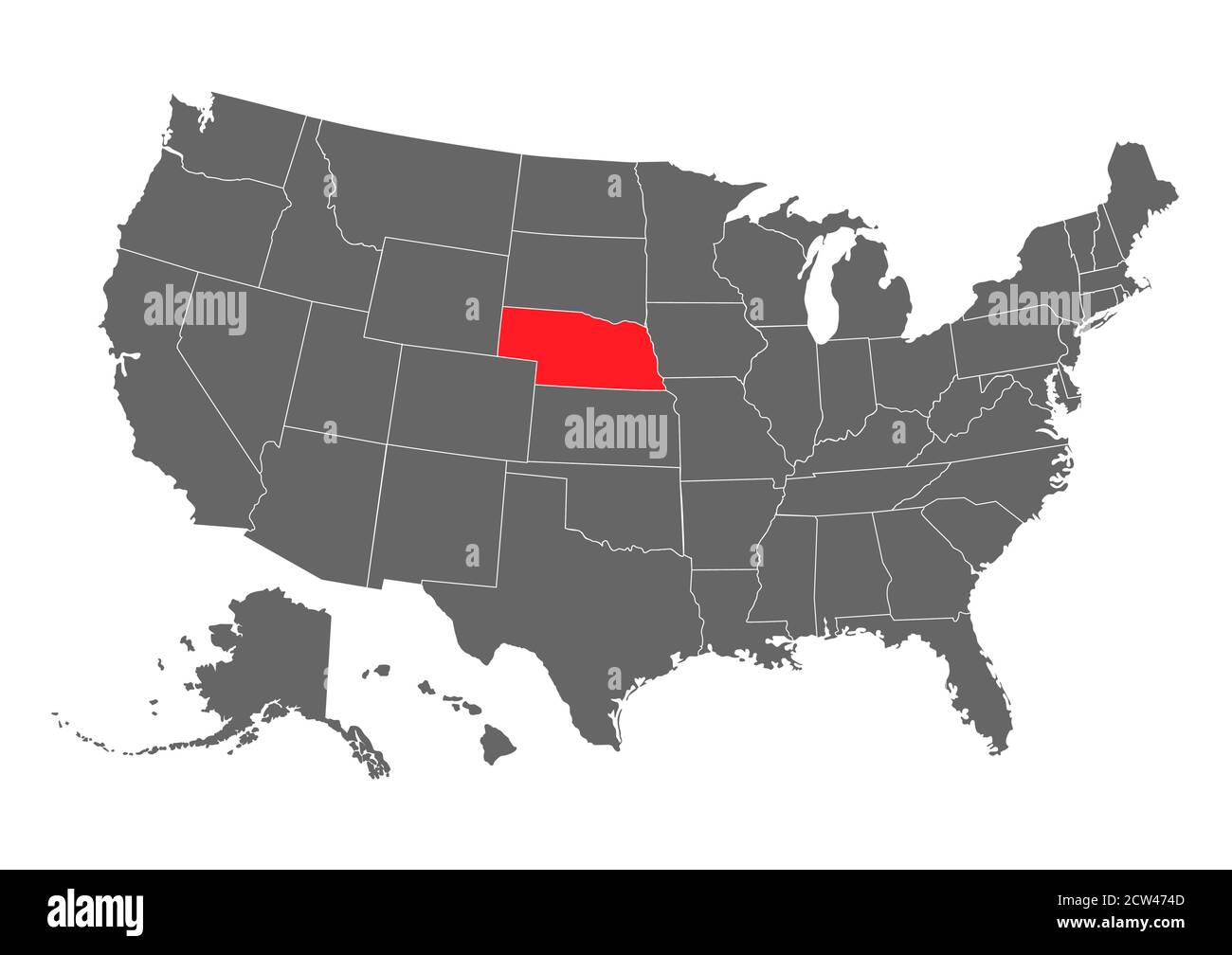 Nebraska vector map. High detailed illustration. United state of America country Stock Vector