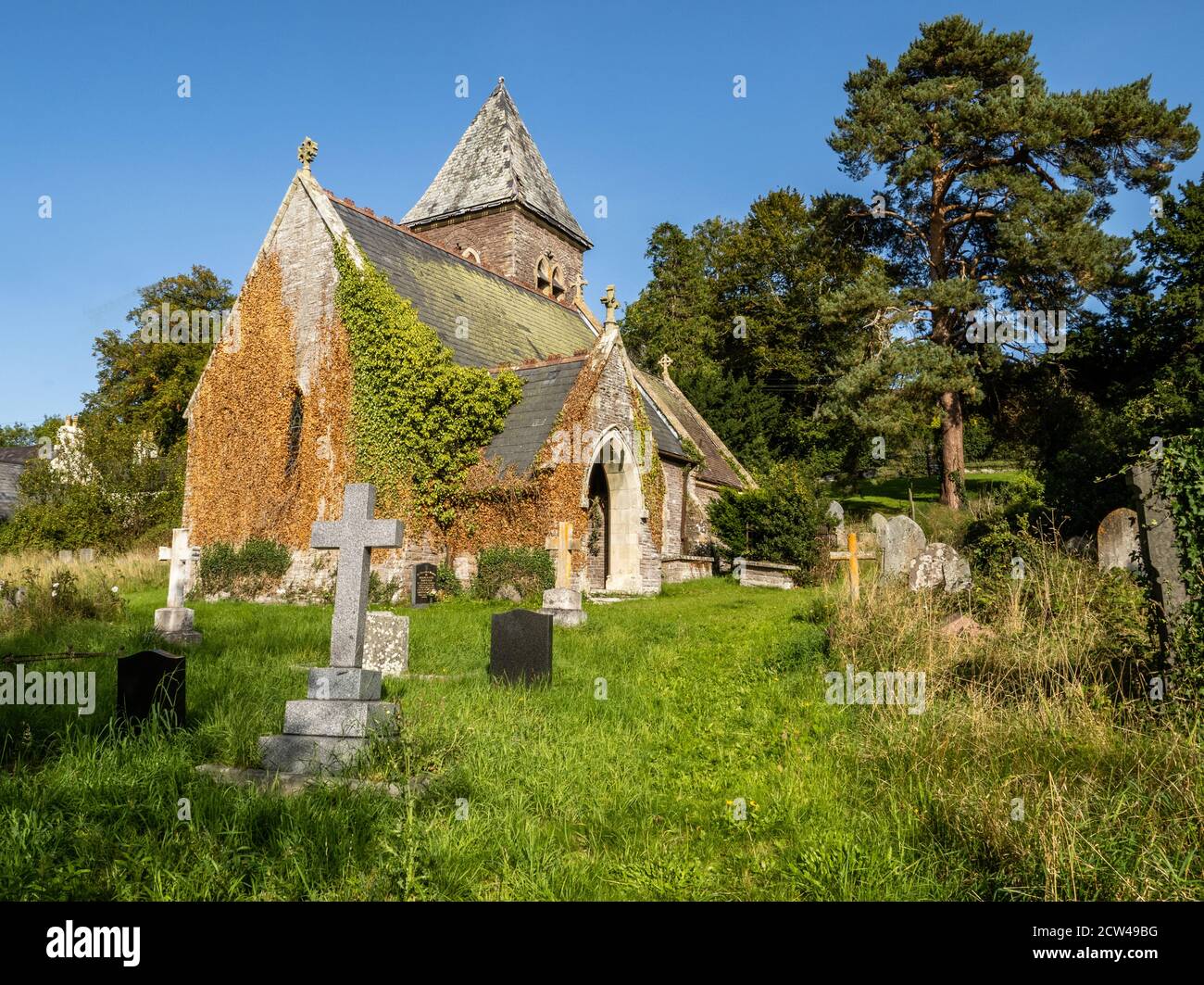 Church of St Michael at Cathedine near Llangorse in the Brecon Beacons -  Wales UK Stock Photo