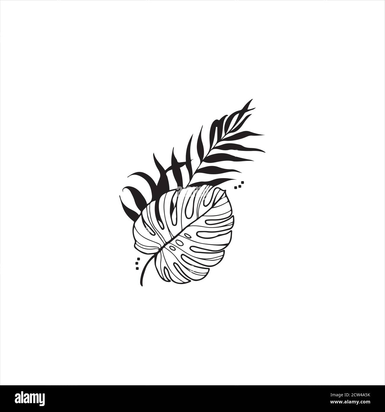 Tropical plant leaves. Vector silhouette collection Stock Vector Image ...