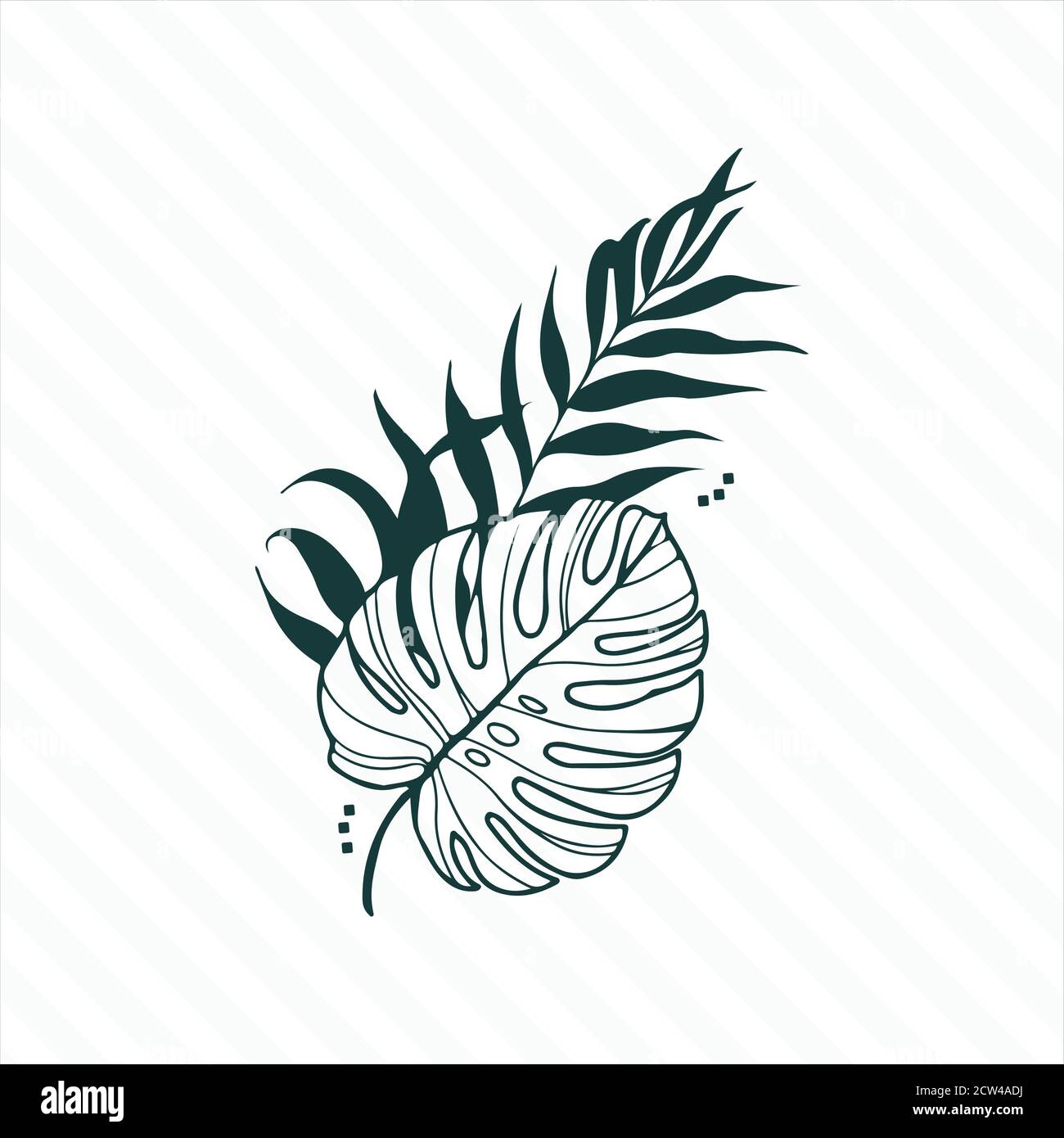 Hand drawn branches and leaves of tropical plants. P Stock Vector Image ...