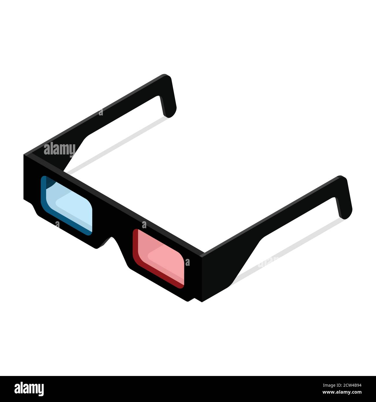 Black 3d glasses isolated on white background. Isometric view. Vector Stock Vector
