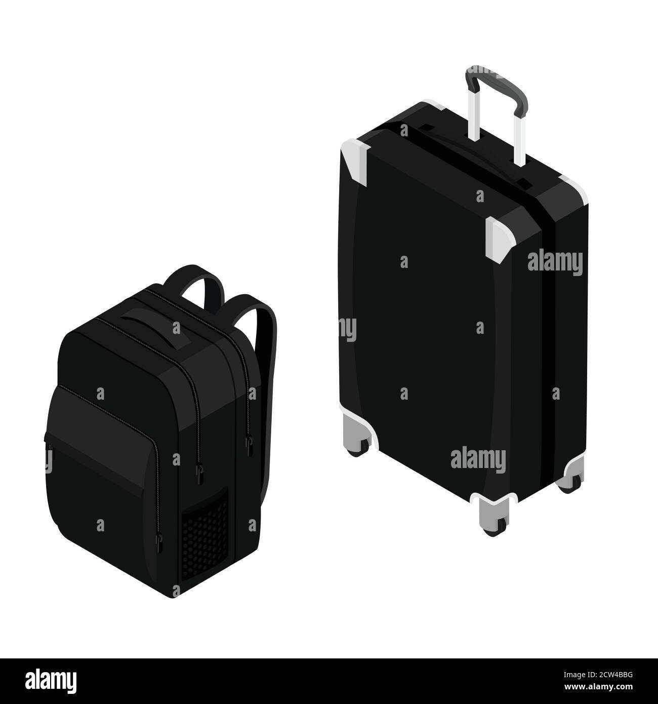 Suitcase on wheels and backpack. Journeys. Impressions of new places