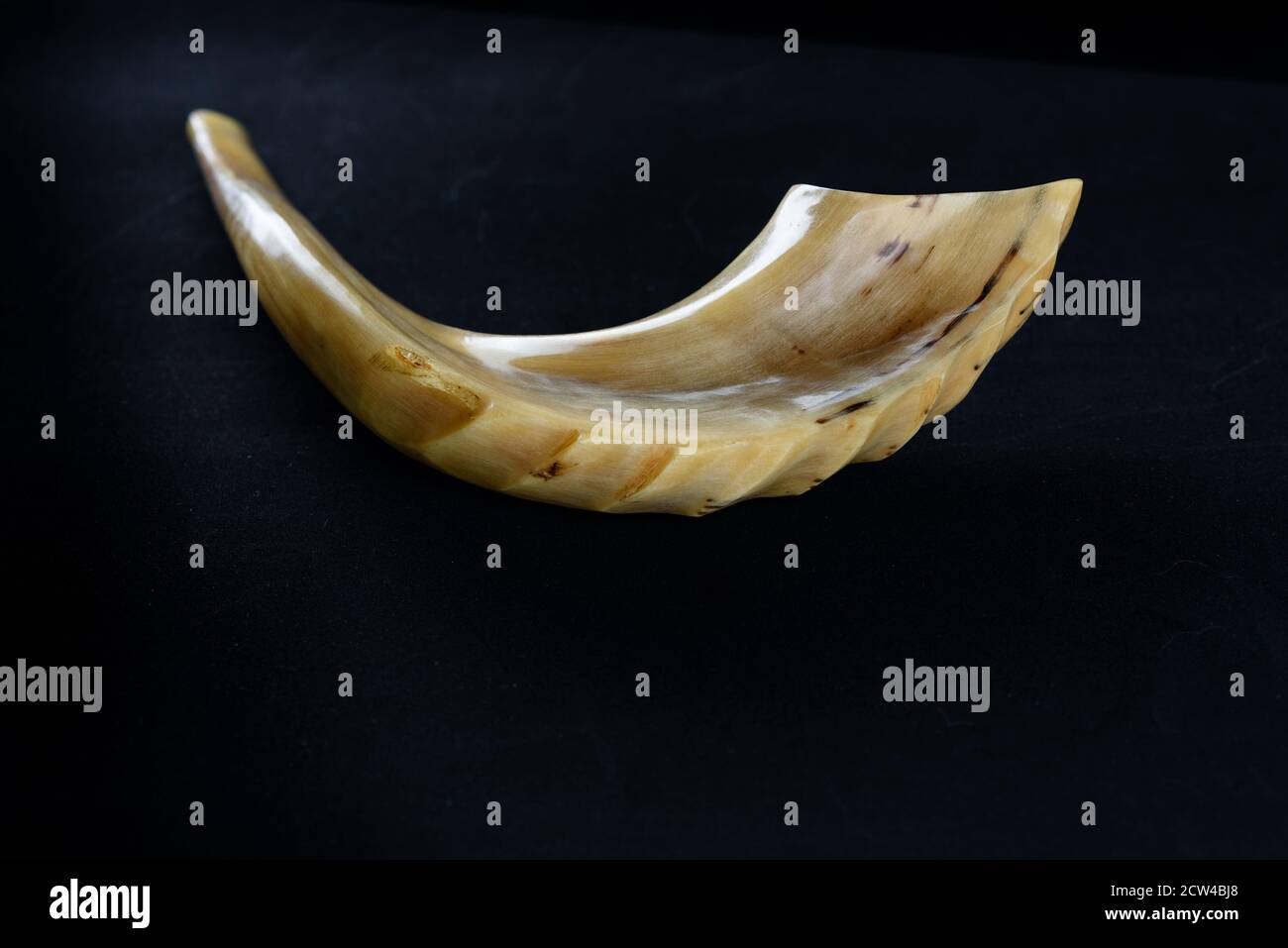Shofar horn on black background. ShofarReligious and Jewish Holidays