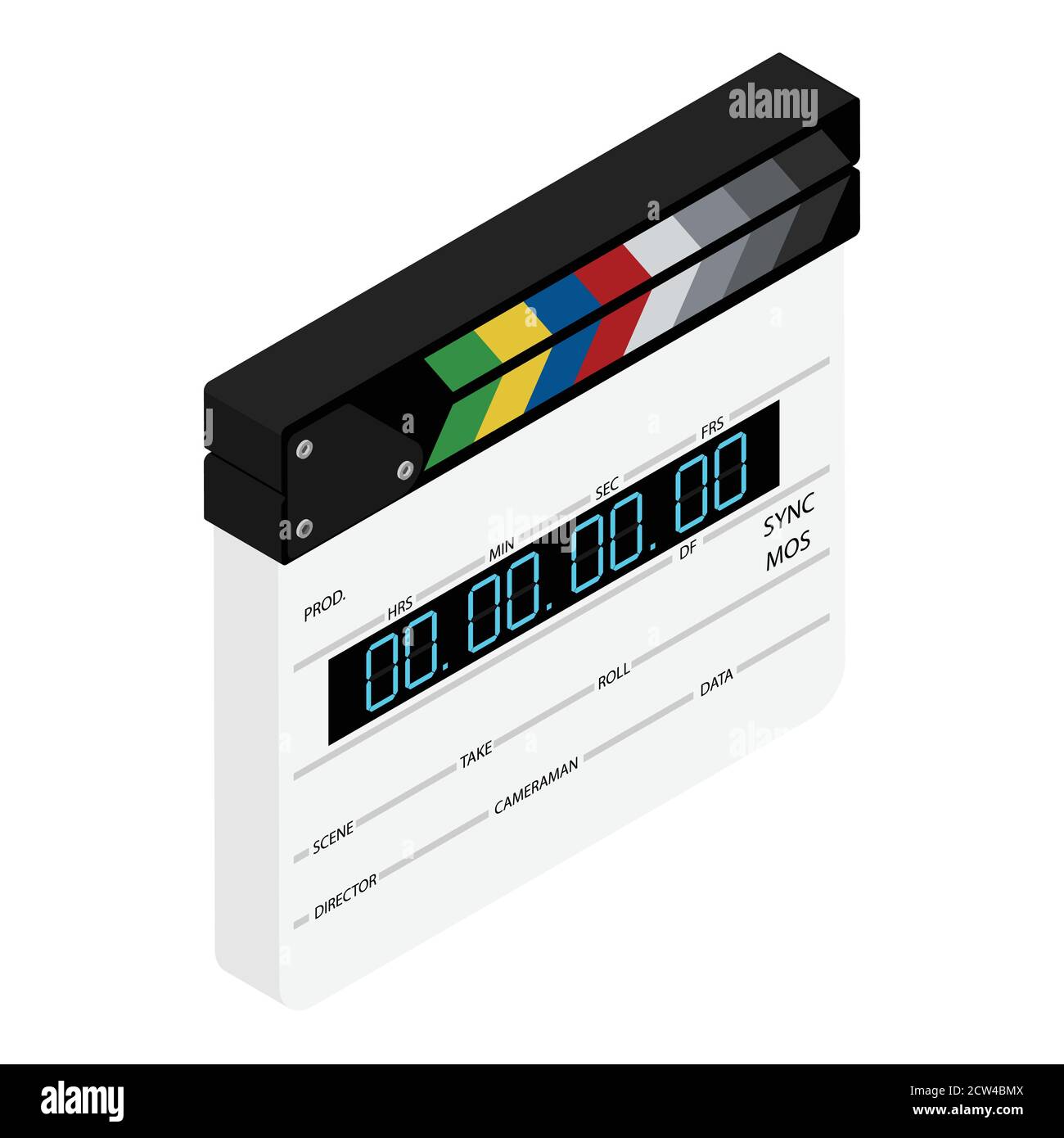 New modern film clapper board isolated on white background. Blank movie ...