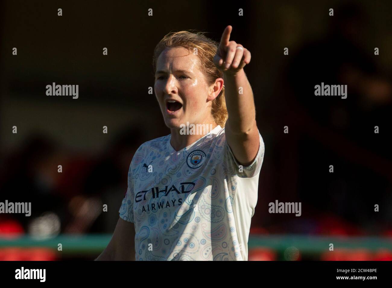 LOUGHBOROUGH, ENGLAND. SEPT 27TH 2020 m during the Vitality Women's FA Cup match between Leicester City and Manchester City at Farley Way Stadium, Quorn, Loughborough on Sunday 27th September 2020. (Credit: Leila Coker | MI News) Credit: MI News & Sport /Alamy Live News Stock Photo