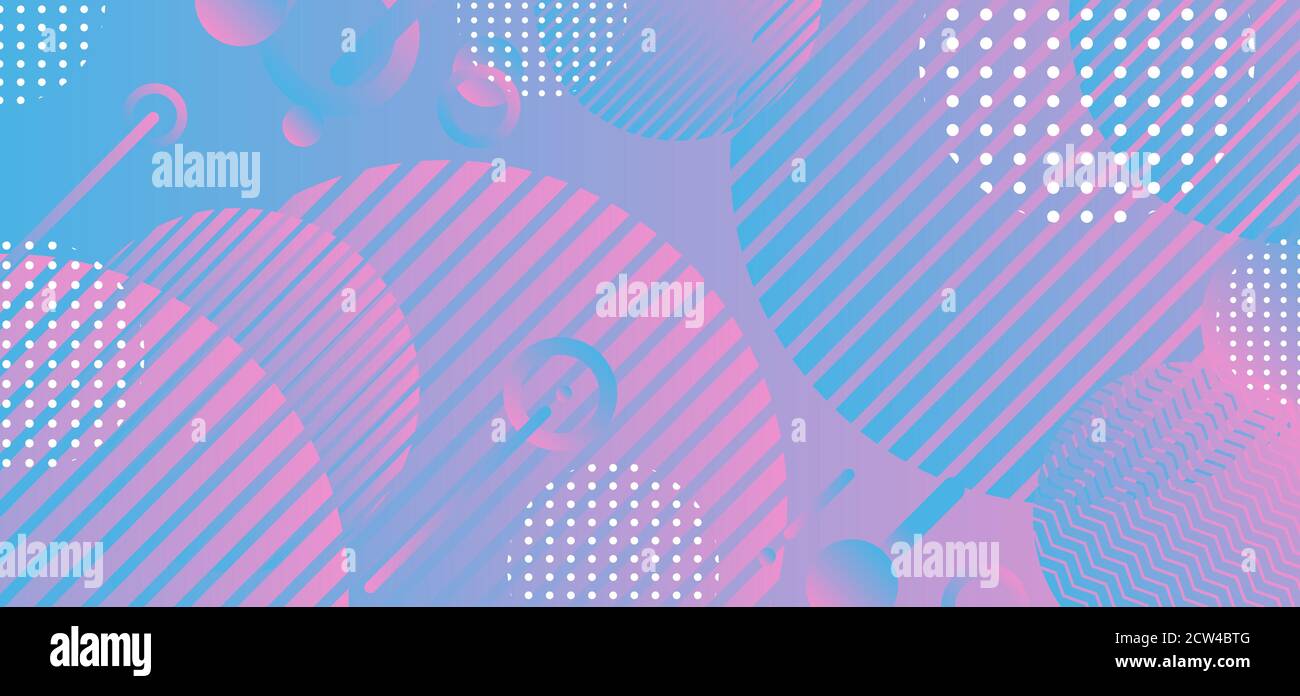Abstract blue and pink gradient geometric circle shape pattern background. Vector illustration Stock Vector