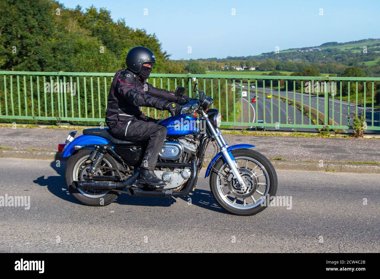 Blue harley davidson screamin eagle hi res stock photography and