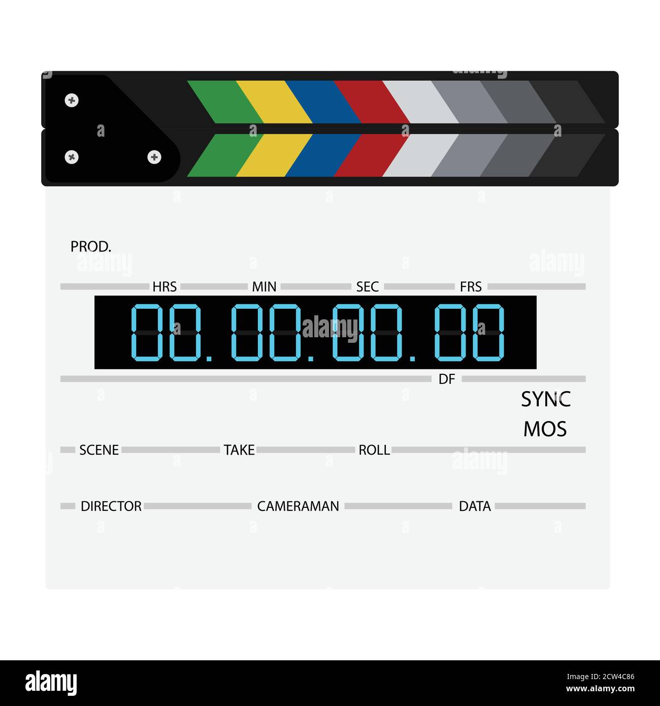 New modern film clapper board isolated on white background. Blank movie ...