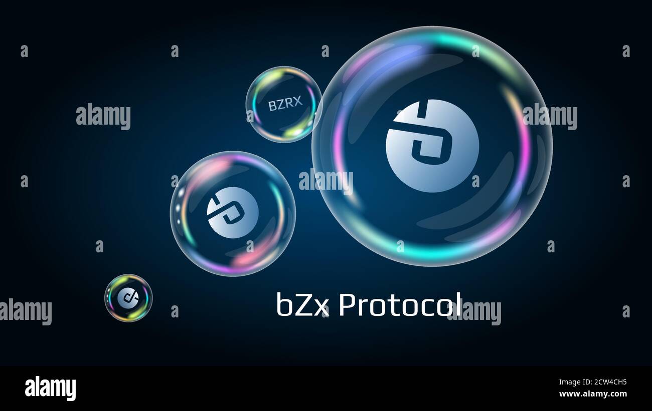 bZx Protocol BZRX token symbol in soap bubble, coin DeFi project ...