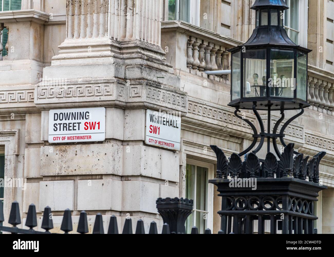 Downing Street & Whitehall SW1 Street Signs London - Whitehall is at the heart of the City of Westminster Government District in Central London Stock Photo