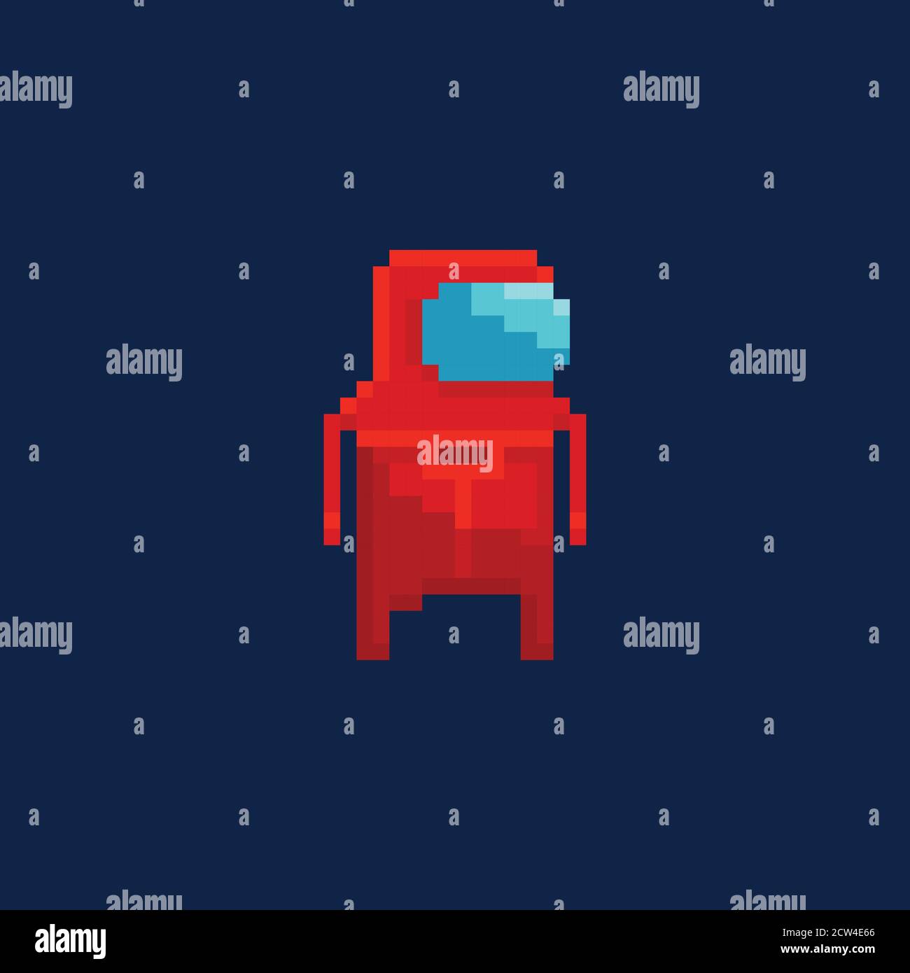 Retro pixel art illustration of astronaut in a red suit, cartoon 8 bit game design character Stock Vector