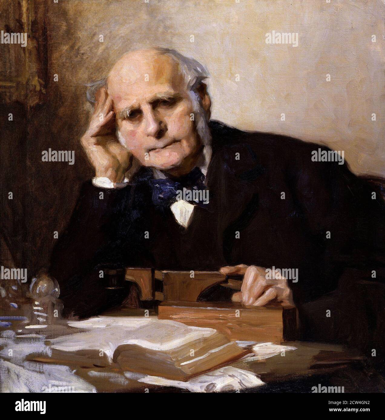 Francis Galton. Portrait of the English Victorian era statistician and polymath, Sir Francis Galton (1822-1911) by Charles Wellington Furse, oil on canvass, 1903 Stock Photo
