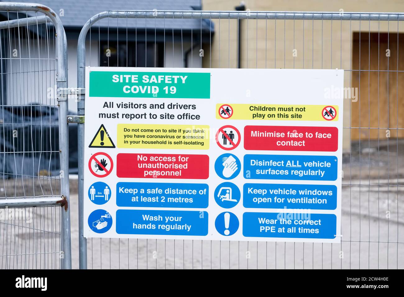 Construction site health and safety message rules sign board signage on ...