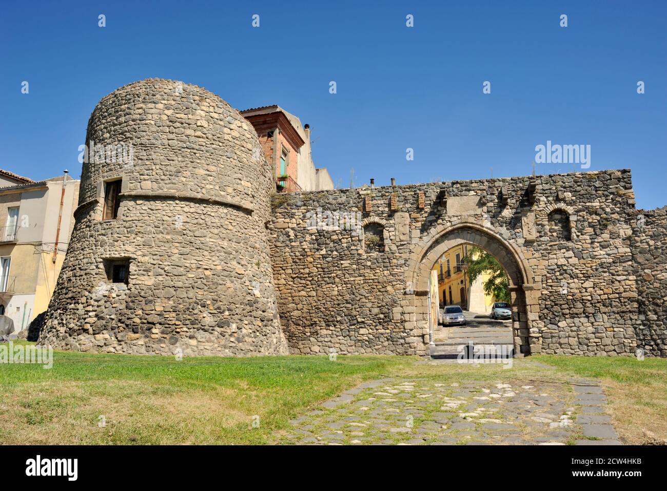 Italy, Basilicata, Melfi, porta venosina gate, swabian walls Stock Photo