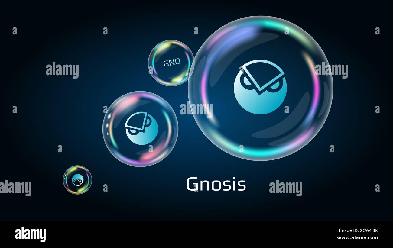 Gnosis GNO token symbol in soap bubble, coin DeFi project decentralized  finance. The financial pyramid will burst soon and destroyed Stock Photo -  Alamy