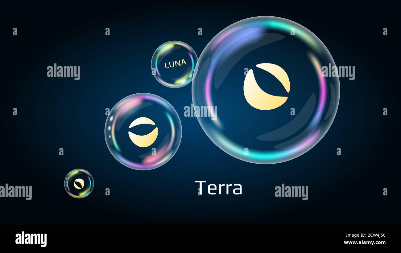 Terra LUNA token symbol in soap bubble, coin DeFi project decentralized  finance. The financial pyramid will burst soon and destroyed Stock Photo -  Alamy