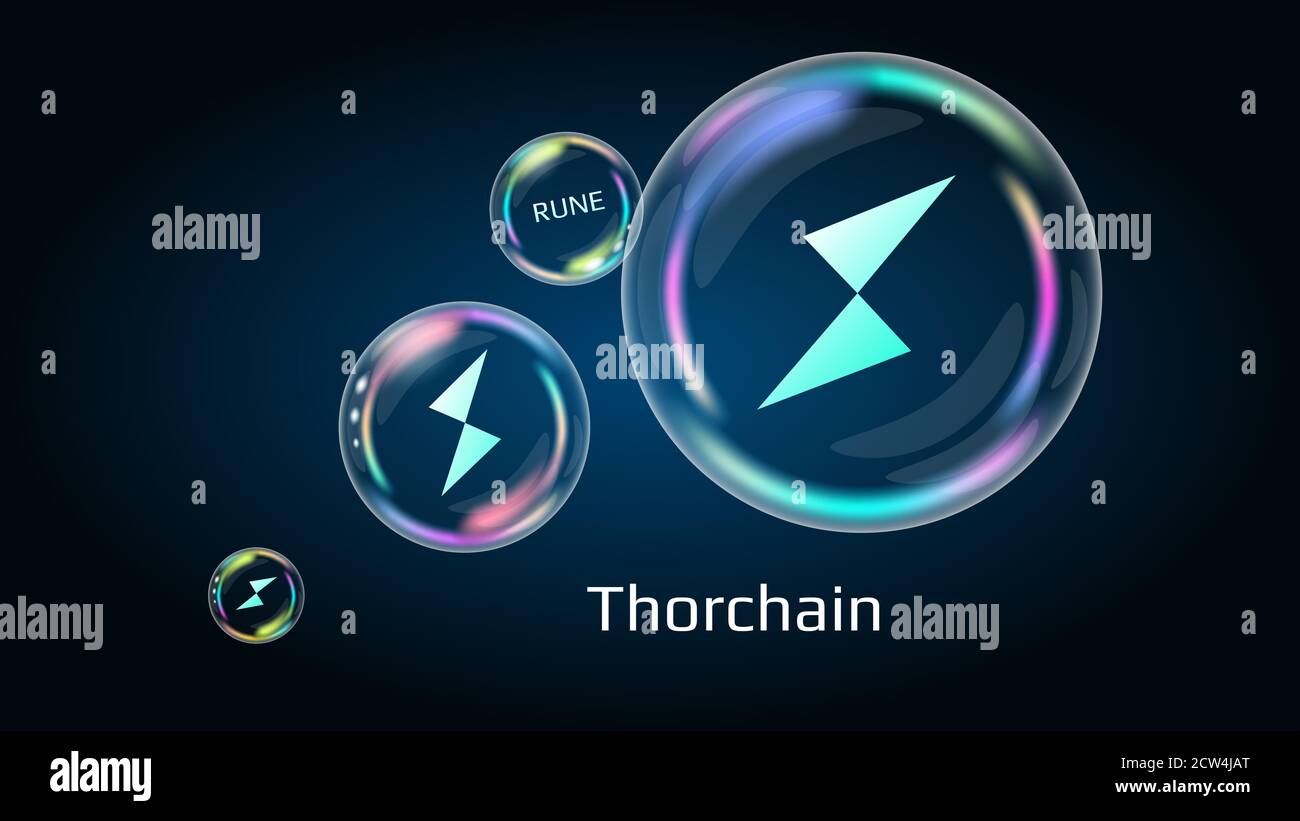 Thorchain Rune Token Symbol In Soap Bubble Coin Defi Project Decentralized Finance The Financial Pyramid Will Burst Soon And Destroyed Stock Photo Alamy