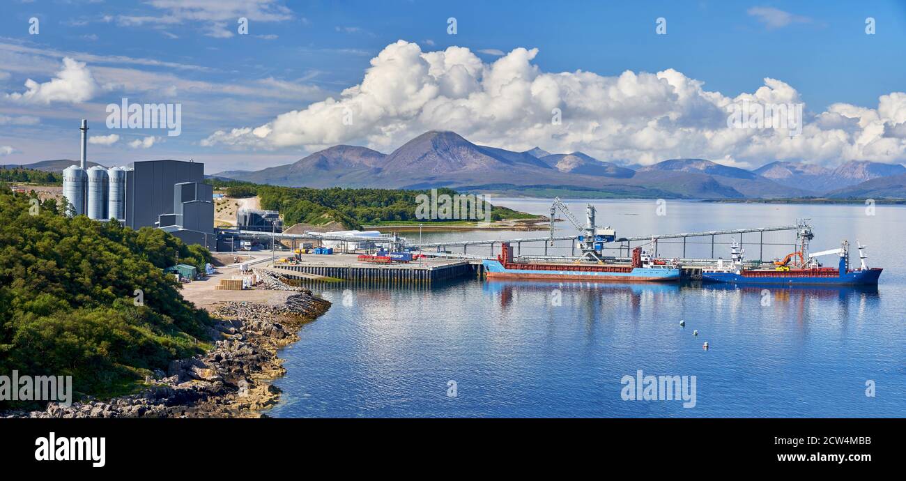 Marine Harvest Feed Mill near Kyleakin Isle of Skye Scotland Stock Photo