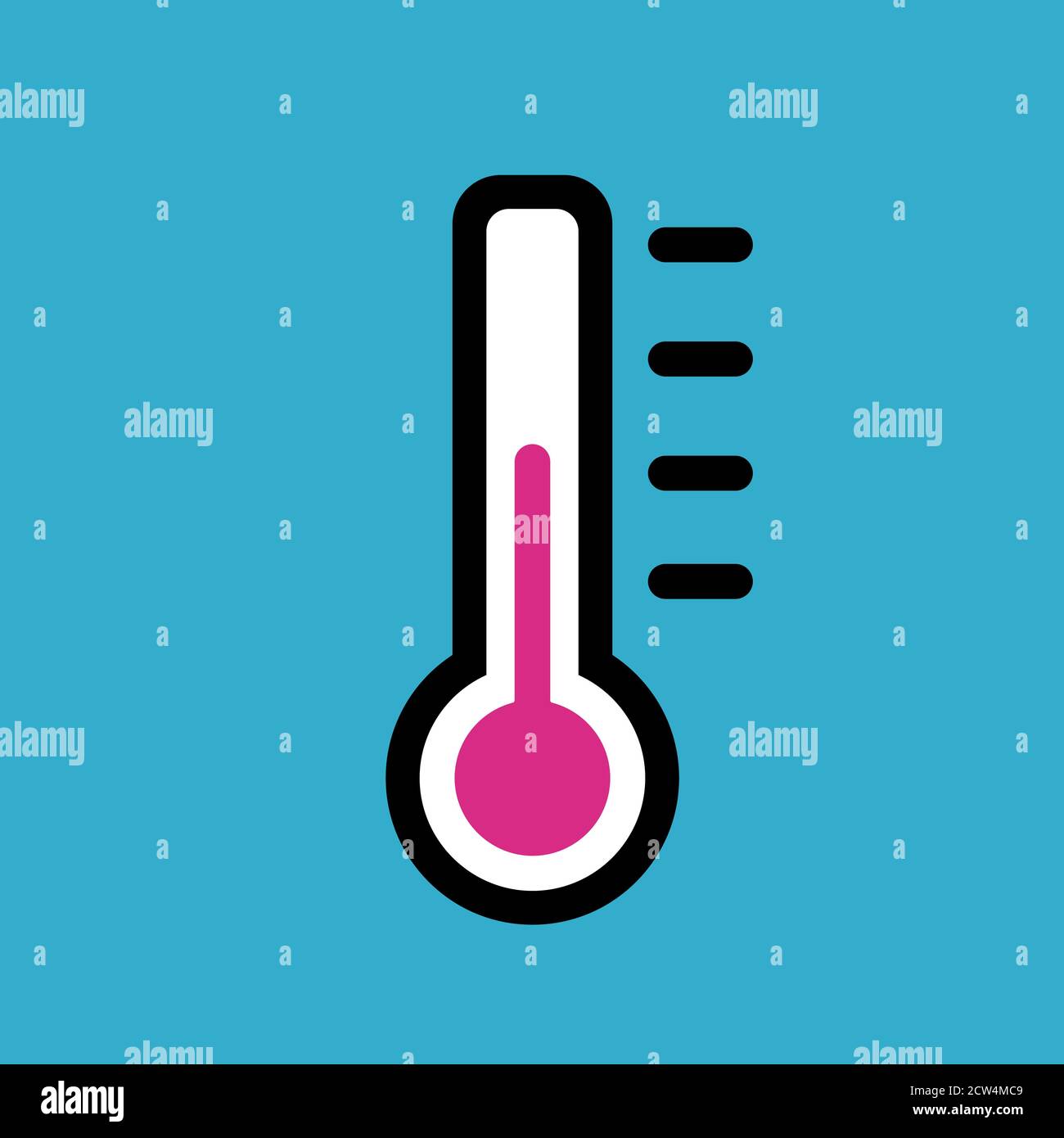 Blue icon with a thermometer. Stock Vector