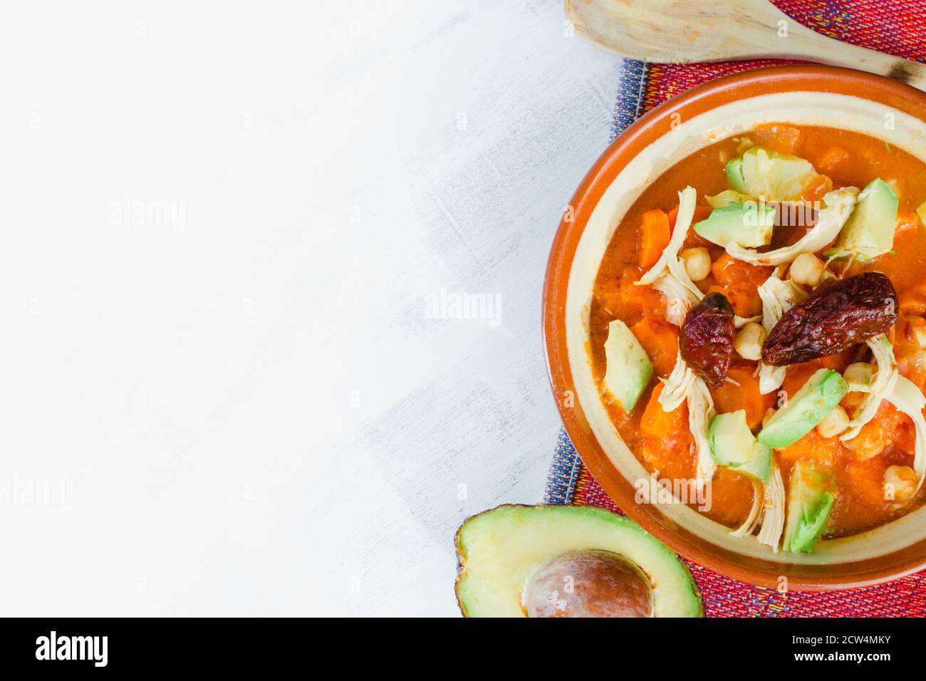Caldo tlalpeño with empty space for text Stock Photo